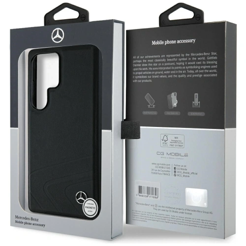 Kup Etui Mercedes Leather Horizontal Debossed Curves MagSafe do Samsung Galaxy S25 Ultra czarny - MRS302 - {ean13} - Sklep Home Screen