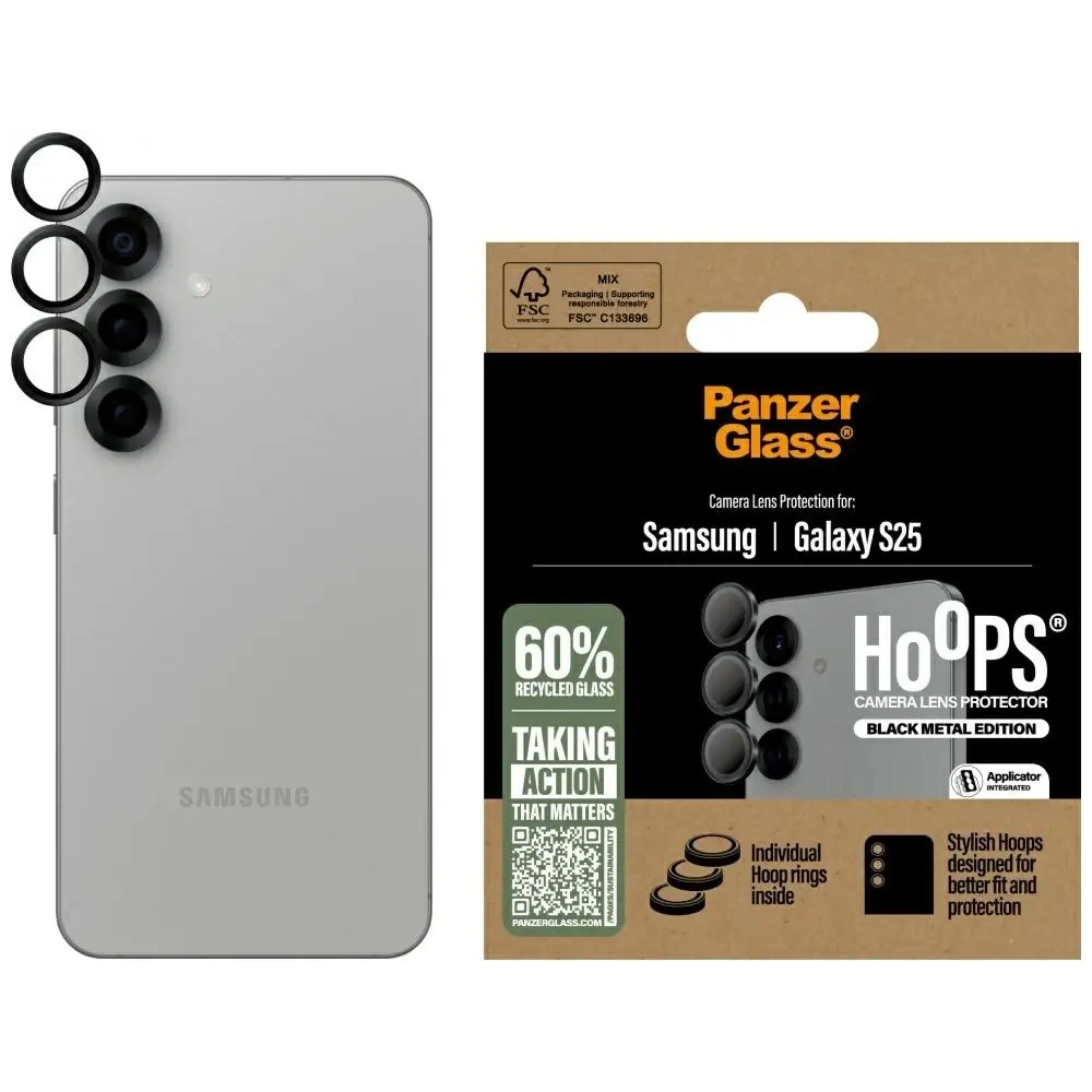 Szkło hartowane na obiektyw PanzerGlass Hoops Lens Protector do Samsung Galaxy S25 czarny