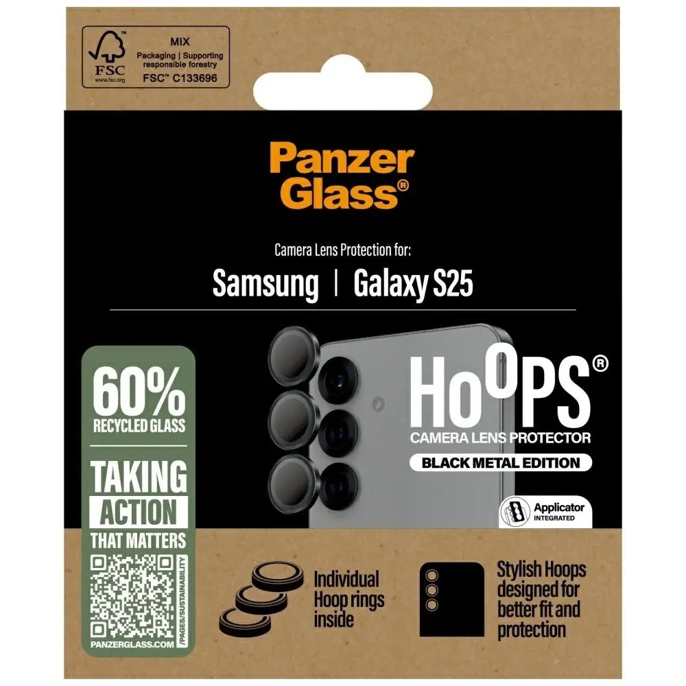 Szkło hartowane na obiektyw PanzerGlass Hoops Lens Protector do Samsung Galaxy S25 czarny