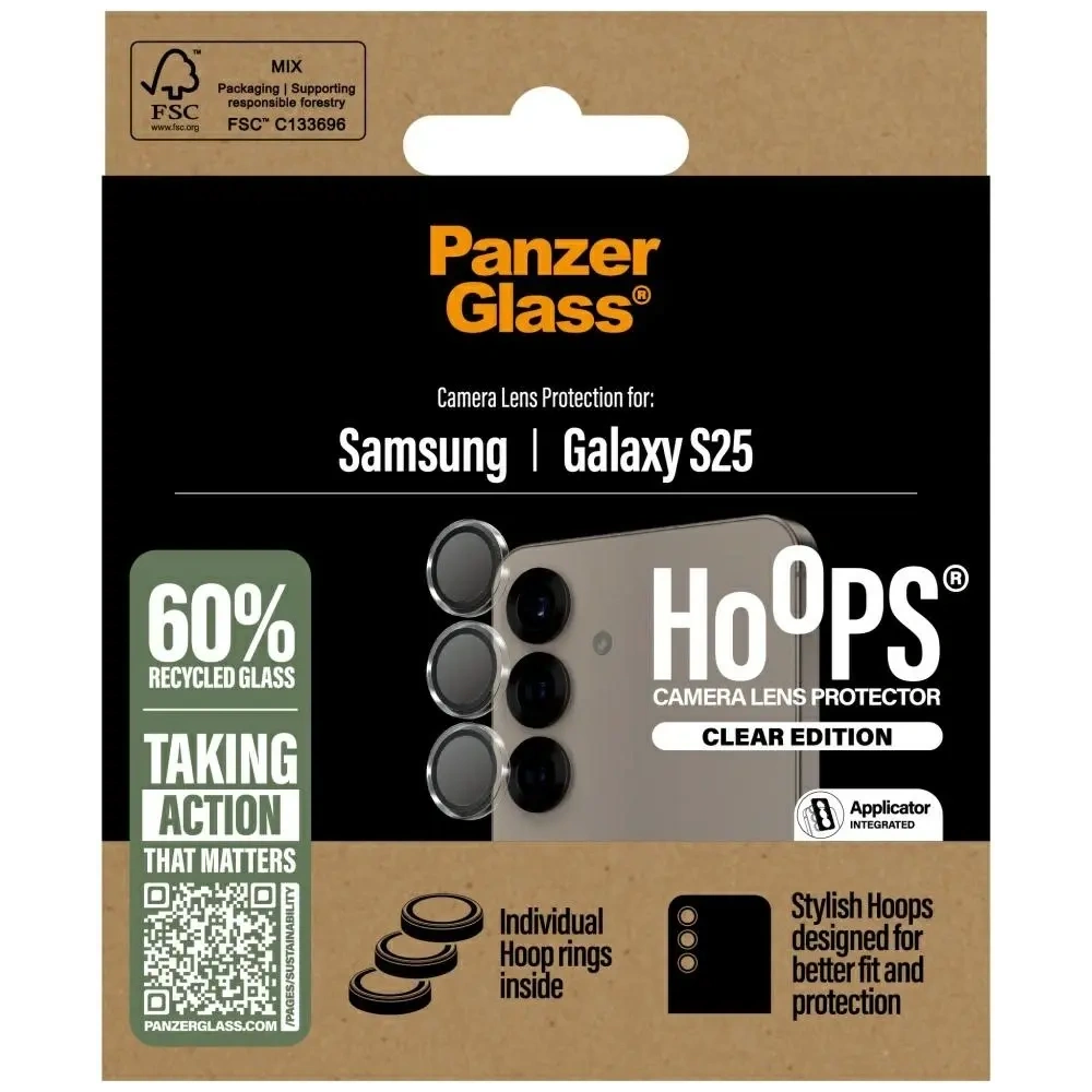 Szkło hartowane na obiektyw PanzerGlass Hoops Lens Protector do Samsung Galaxy S25 przezroczysty