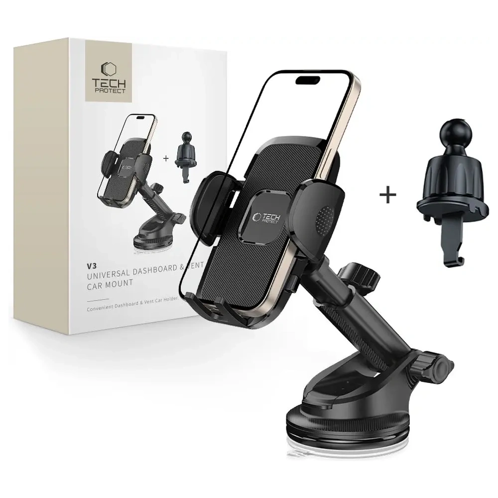 Uchwyt samochodowy na kokpit / szybę / do kratki Tech-Protect V3 Universal Dashboard & Vent Car Mount Black
