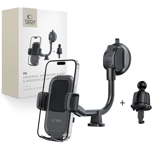 Kup Upevnění do auta na kokpit / sklo Tech-Protect V8 Univerzální dlouhá ramena pro upevnění na palubní desku a sklo černé barvy - THP3900 - {ean13} - Sklep Home Screen