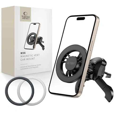 Kup Magnetický držák do auta na mřížku Tech-Protect N56 Magnetic MagSafe Stabilní držák do auta černý - THP3901 - {ean13} - Sklep Home Screen