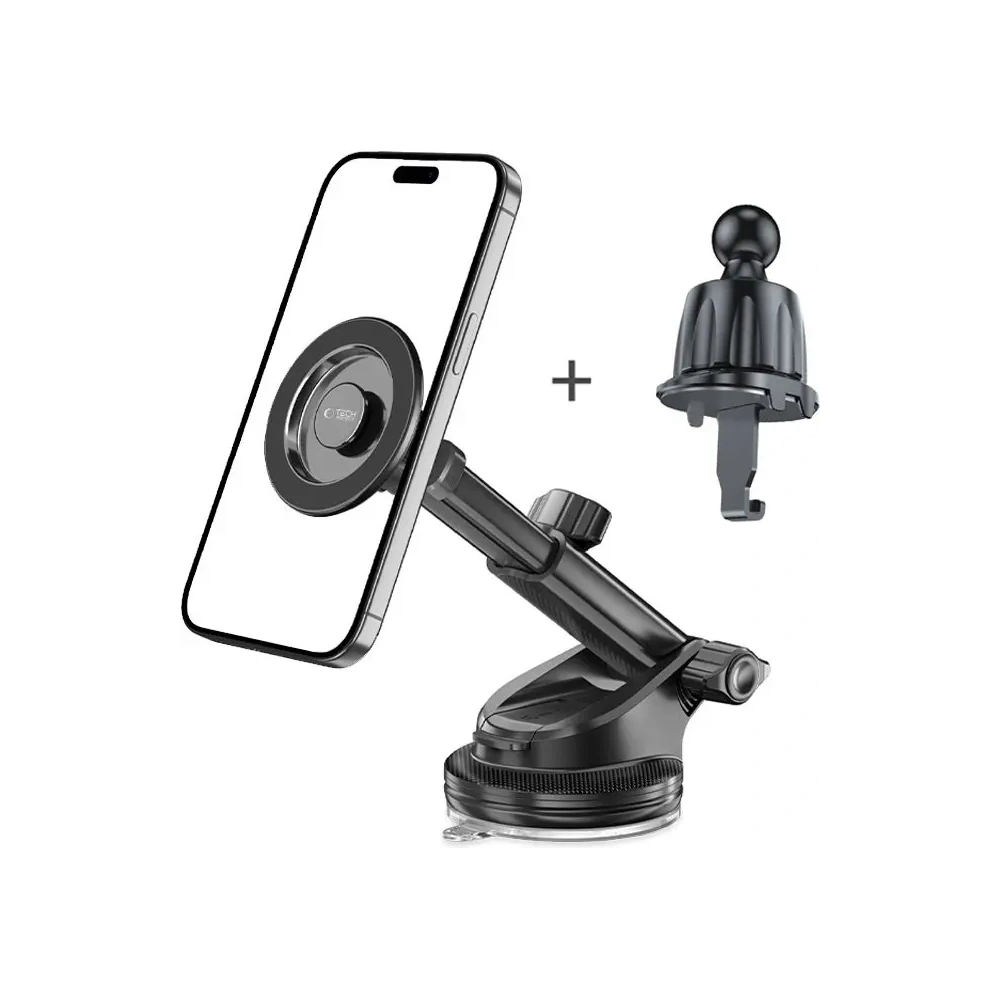 Magnetyczny uchwyt samochodowy na kokpit / szybę / do kratki Tech-Protect N58 Magnetic MagSafe Dashboard & Vent Car Mount Black