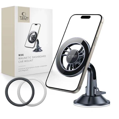 Kup Magnetyczny uchwyt samochodowy na kokpit / szybę Tech-Protect N56 Magnetic MagSafe Dashboard Shrt Car Mount Black - THP3904 - {ean13} - Sklep Home Screen