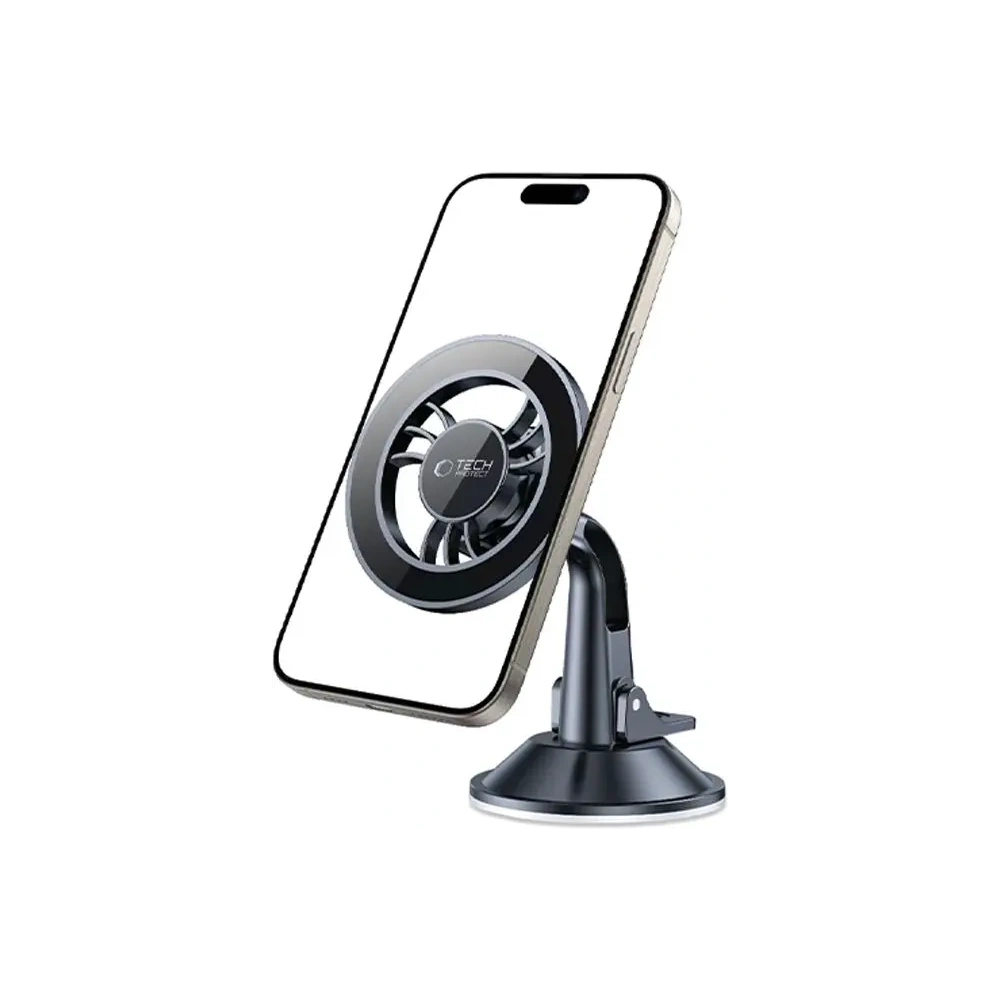 Magnetyczny uchwyt samochodowy na kokpit / szybę Tech-Protect N56 Magnetic MagSafe Dashboard Shrt Car Mount Black