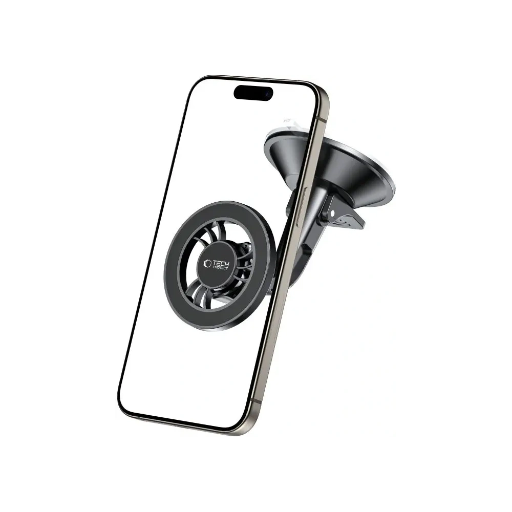Magnetyczny uchwyt samochodowy na kokpit / szybę Tech-Protect N56 Magnetic MagSafe Dashboard Shrt Car Mount Black