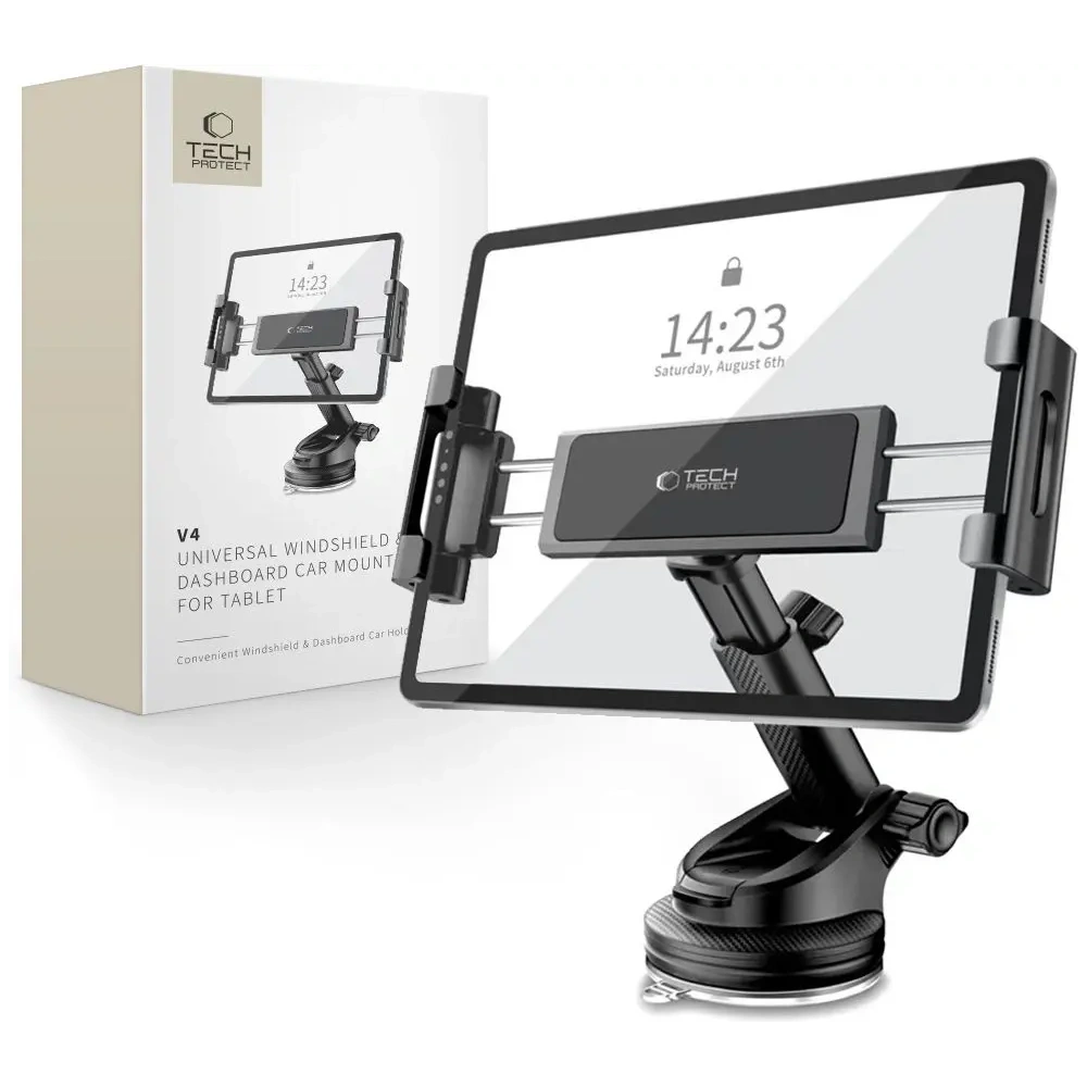 Uchwyt samochodowy na kokpit / szybę / do kratki do tableta Tech-Protect V4 Universal Windshield & Dashboard Car Mount For Tablet Black