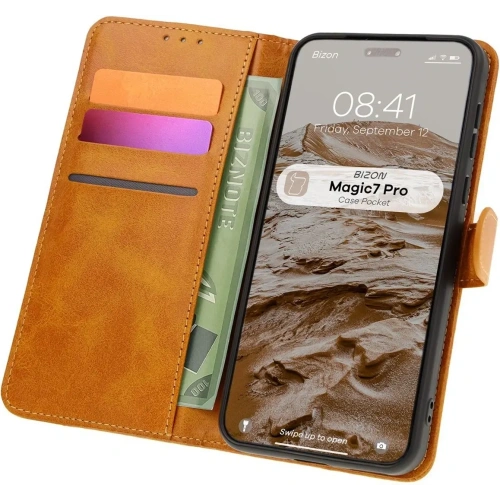 Kup Etui z klapką Bizon Case Pocket do Honor Magic7 Pro brązowe - BIZ8344 - {ean13} - Sklep Home Screen