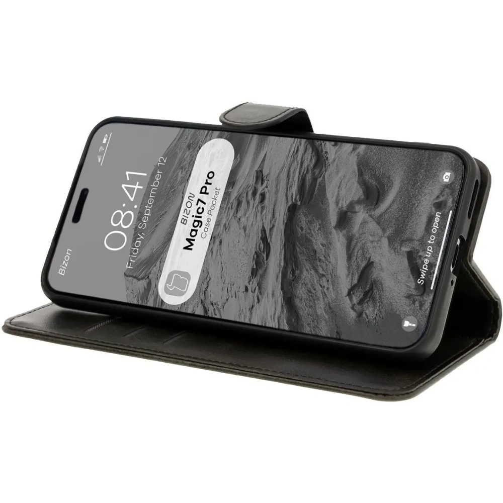 Etui z klapką Bizon Case Pocket do Honor Magic7 Pro czarne