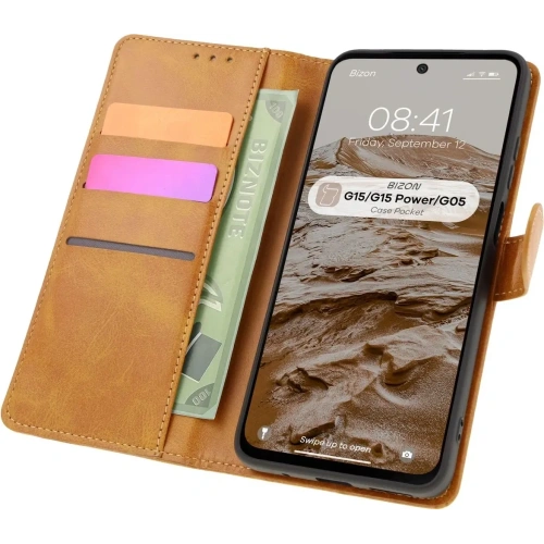 Kup Etui z klapką Bizon Case Pocket do Motorola Moto G15 / G15 Power / G05 brązowe - BIZ8347 - {ean13} - Sklep Home Screen