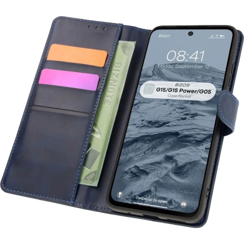 Kup Etui z klapką Bizon Case Pocket do Motorola Moto G15 / G15 Power / G05 granatowe - BIZ8349 - {ean13} - Sklep Home Screen