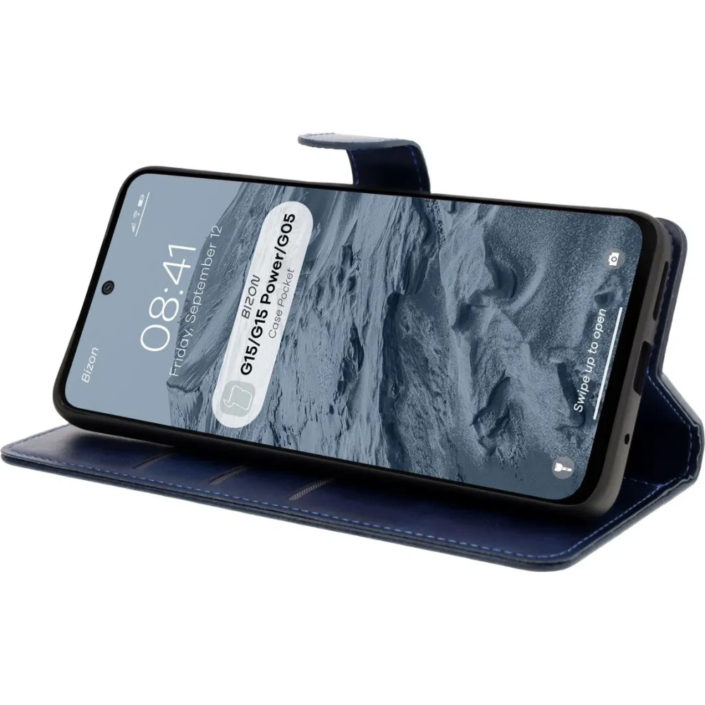 Etui z klapką Bizon Case Pocket do Motorola Moto G15 / G15 Power / G05 granatowe