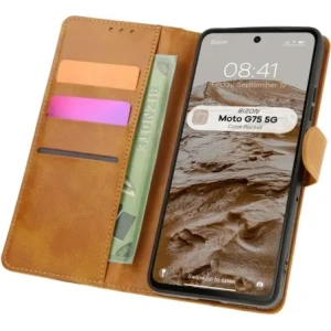 Kup Etui z klapką Bizon Case Pocket do Motorola Moto G75 5G brązowe - BIZ8350 - {ean13} - Sklep Home Screen