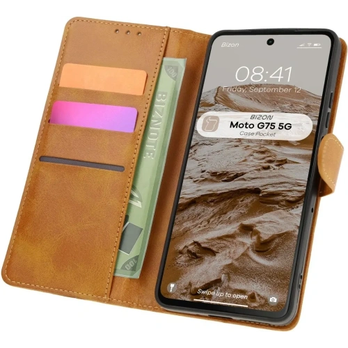 Kup Etui z klapką Bizon Case Pocket do Motorola Moto G75 5G hnědé - BIZ8350 - {ean13} - Sklep Home Screen