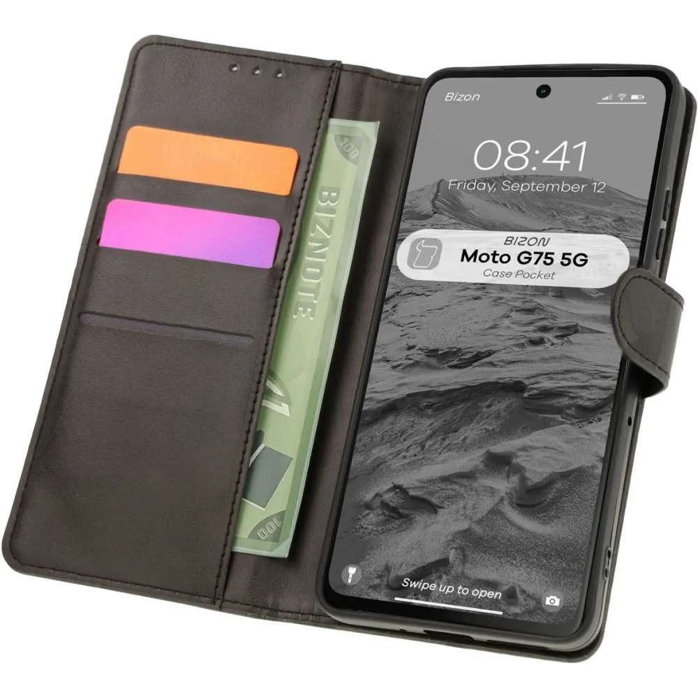 Etui z klapką Bizon Case Pocket do Motorola Moto G75 5G czarne