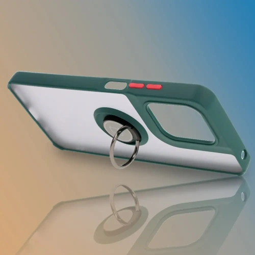 Kup Bizon Case Hybrid Ring Motorola Moto G15 / G15 Power rauchig mit einem dunkelgrünen Rahmen - BIZ8353 - {ean13} - Sklep Home Screen