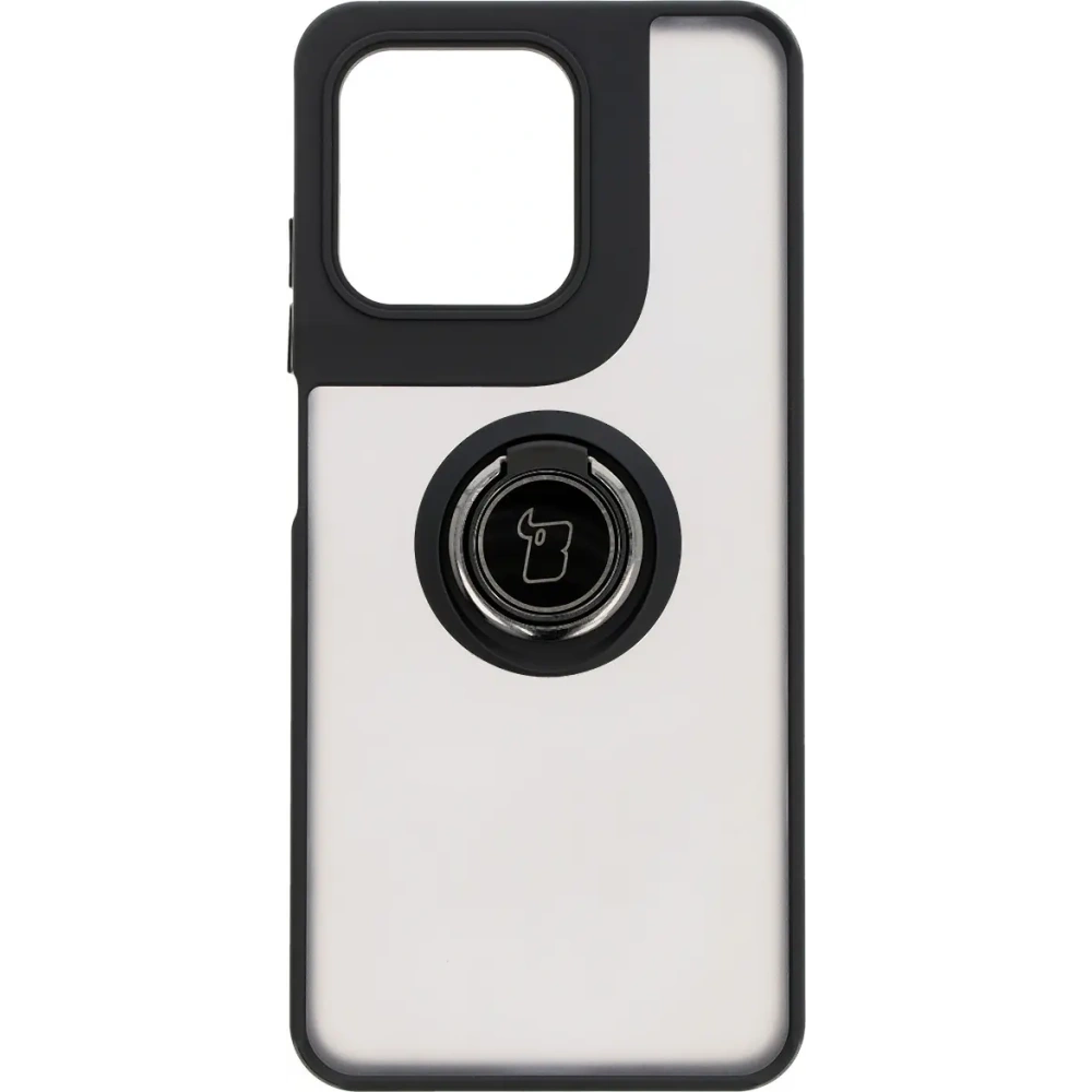 Etui z uchwytem na palec Bizon Case Hybrid Ring do Motorola Moto G15 / G15 Power przydymione z czarną ramką