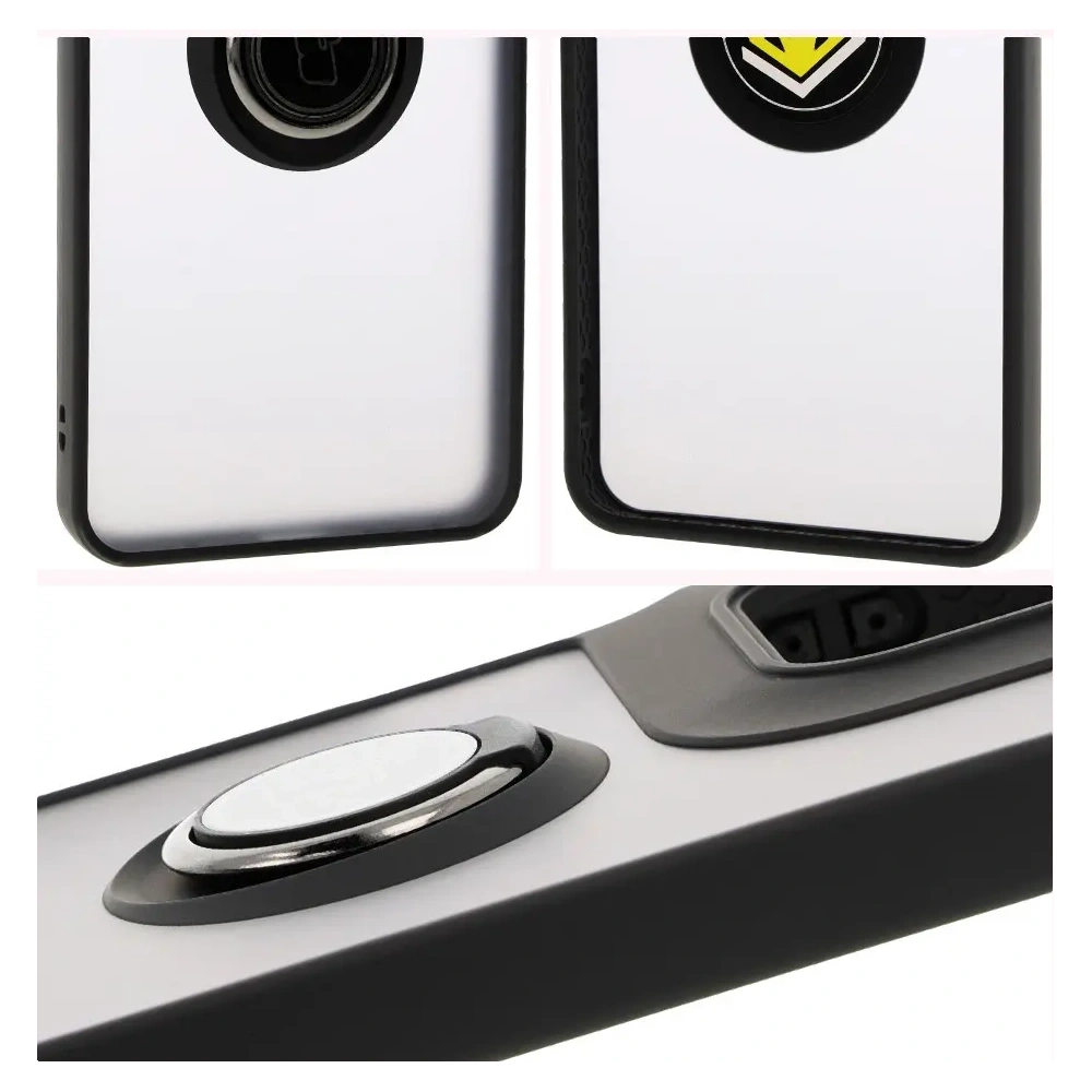 Etui z uchwytem na palec Bizon Case Hybrid Ring do Motorola Moto G15 / G15 Power przydymione z czarną ramką