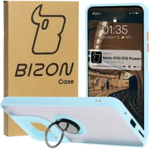 Kup Bizon Case Hybrid Ring Motorola Moto G15 / G15 Power füstös, világoskék kerettel - BIZ8357 - {ean13} - Sklep Home Screen