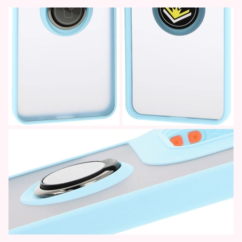 Kup Etui z uchwytem na palec Bizon Case Hybrid Ring do Motorola Moto G15 / G15 Power przydymione z jasnoniebieską ramką - BIZ8357 - {ean13} - Sklep Home Screen