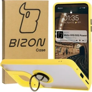 Kup Bizon Case Hybrid Ring Motorola Moto G15 / G15 Power füstös sárga kerettel - BIZ8358 - {ean13} - Sklep Home Screen