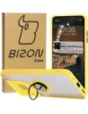 Etui s úchytem na prst Bizon Case Hybrid Ring pro Motorola Moto G15 / G15 Power kouřové se žlutým rámečkem