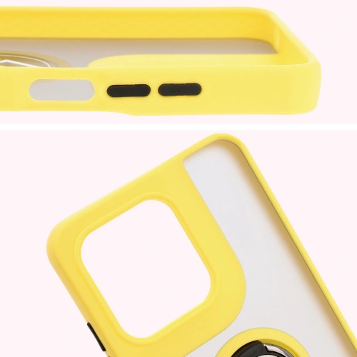 Kup Etui s úchytem na prst Bizon Case Hybrid Ring pro Motorola Moto G15 / G15 Power kouřové se žlutým rámečkem - BIZ8358 - {ean13} - Sklep Home Screen