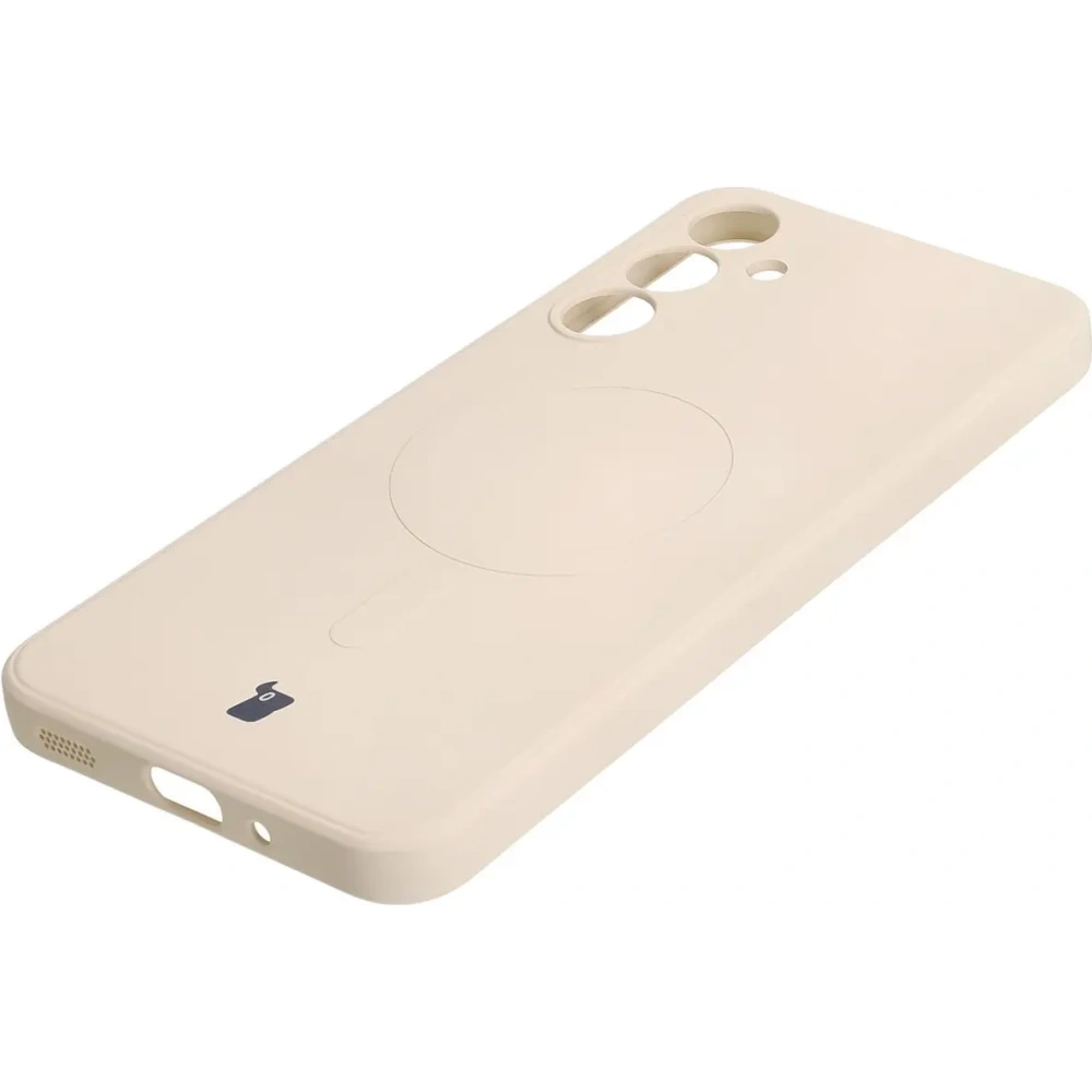 Silikonowe etui z pierścieniem magnetycznym Bizon Case Silicone Magnetic Sq do Samsung Galaxy A16 4G / 5G beżowe