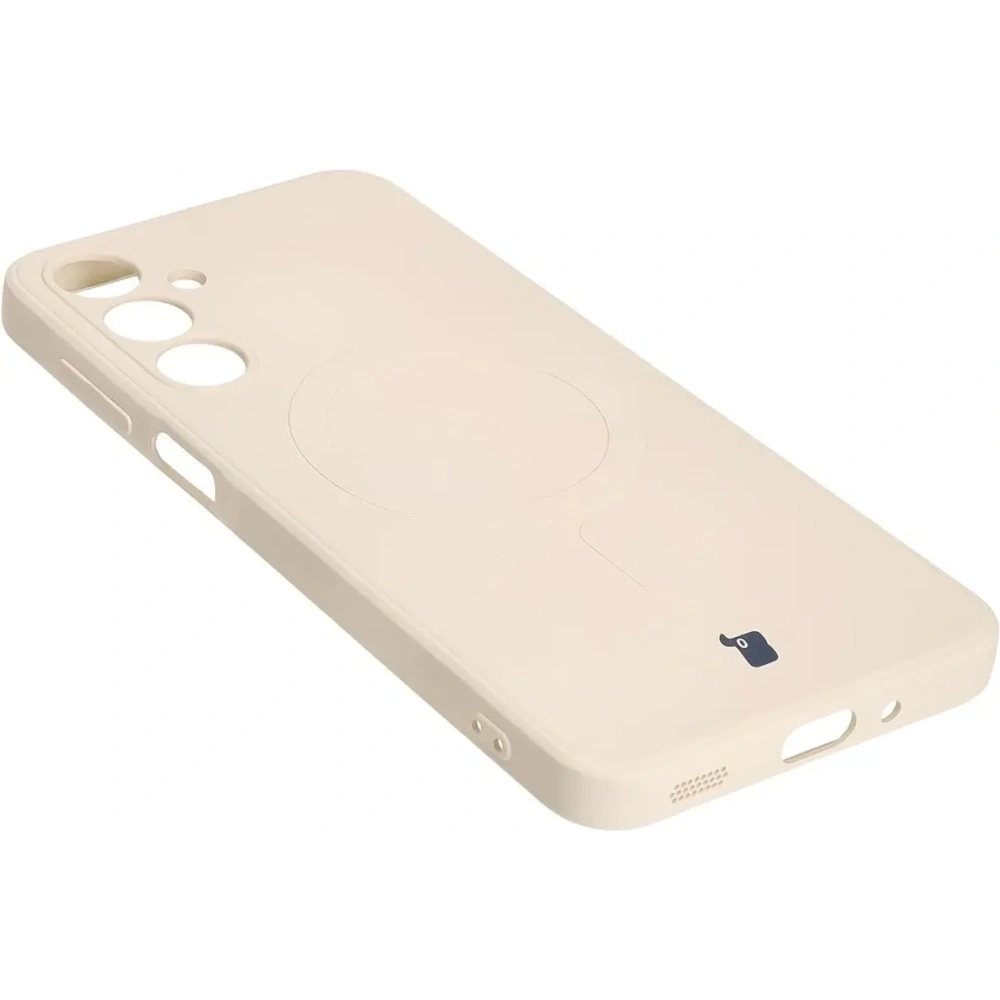 Silikonowe etui z pierścieniem magnetycznym Bizon Case Silicone Magnetic Sq do Samsung Galaxy A16 4G / 5G beżowe