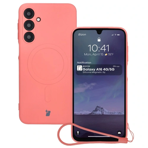 Kup Silikonowe etui z pierścieniem magnetycznym Bizon Case Silicone Magnetic Sq do Samsung Galaxy A16 4G / 5G brudnoróżowe - BIZ8360 - {ean13} - Sklep Home Screen