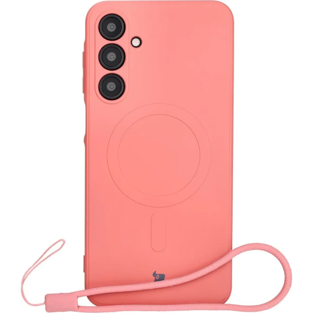 Silikonowe etui z pierścieniem magnetycznym Bizon Case Silicone Magnetic Sq do Samsung Galaxy A16 4G / 5G brudnoróżowe