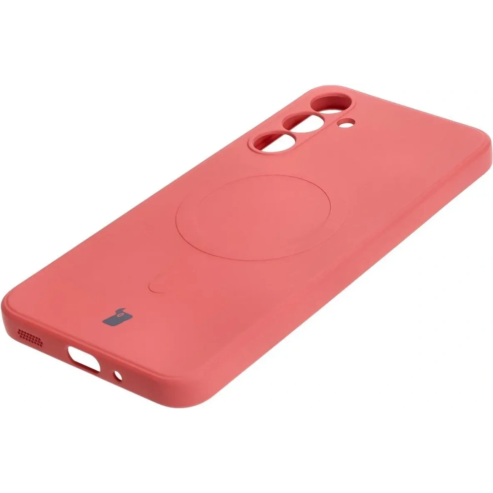 Silikonowe etui z pierścieniem magnetycznym Bizon Case Silicone Magnetic Sq do Samsung Galaxy A16 4G / 5G brudnoróżowe
