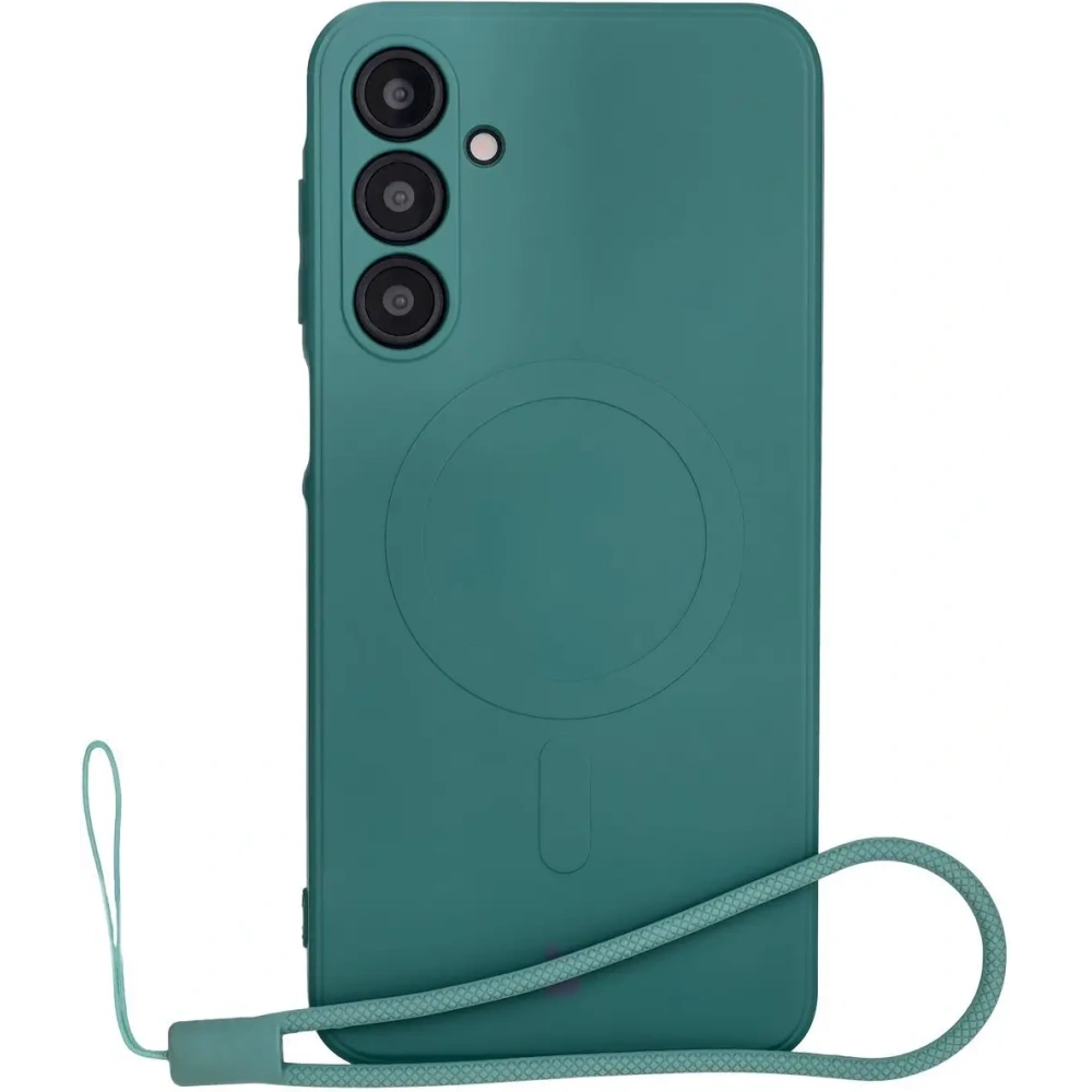 Silikonowe etui z pierścieniem magnetycznym Bizon Case Silicone Magnetic Sq do Samsung Galaxy A16 4G / 5G ciemnozielone