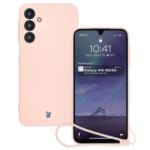 Kup Silikonowe etui z pierścieniem magnetycznym Bizon Case Silicone Magnetic Sq do Samsung Galaxy A16 4G / 5G jasnoróżowe - BIZ8365 - {ean13} - Sklep Home Screen