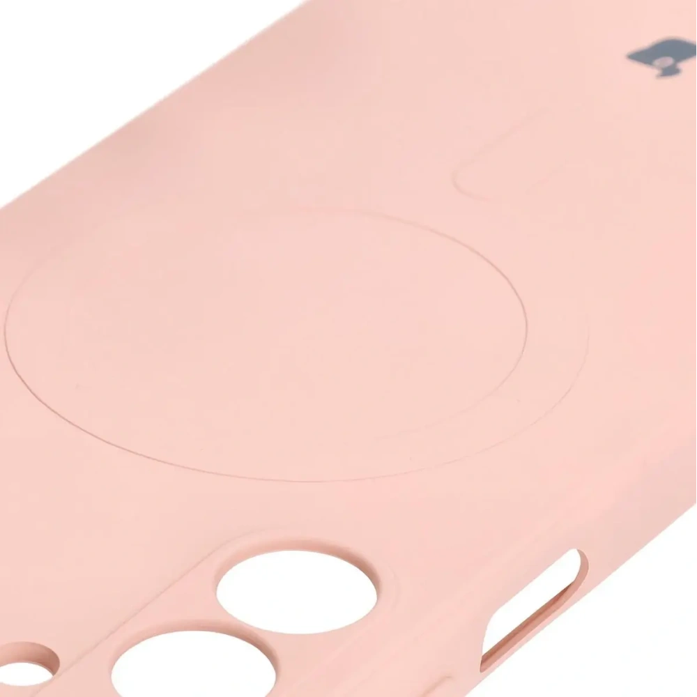 Silikonowe etui z pierścieniem magnetycznym Bizon Case Silicone Magnetic Sq do Samsung Galaxy A16 4G / 5G jasnoróżowe