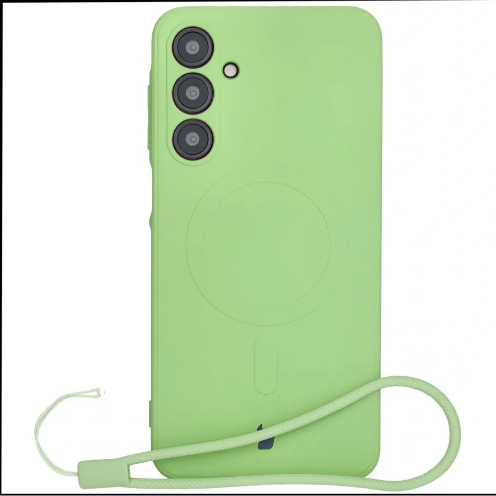 Silikonowe etui z pierścieniem magnetycznym Bizon Case Silicone Magnetic Sq do Samsung Galaxy A16 4G / 5G jasnozielone