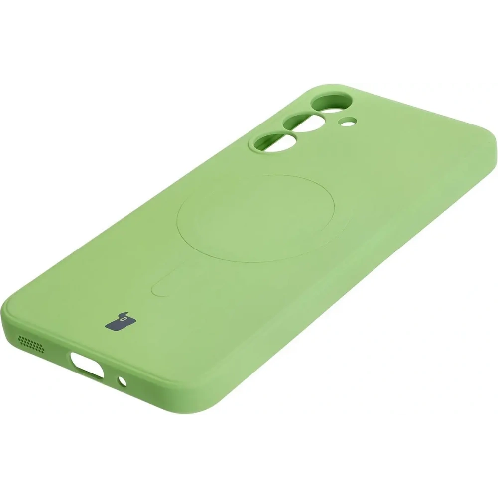 Silikonowe etui z pierścieniem magnetycznym Bizon Case Silicone Magnetic Sq do Samsung Galaxy A16 4G / 5G jasnozielone