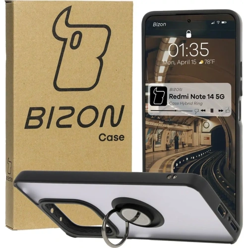 Kup Etui z uchwytem na palec Bizon Case Hybrid Ring do Xiaomi Redmi Note 14 5G przydymione z czarną ramką - BIZ8370 - {ean13} - Sklep Home Screen