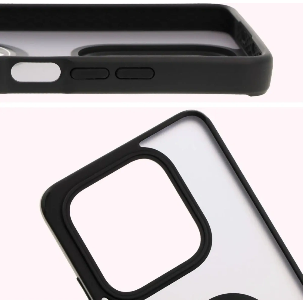 Etui z uchwytem na palec Bizon Case Hybrid Ring do Xiaomi Redmi Note 14 5G przydymione z czarną ramką