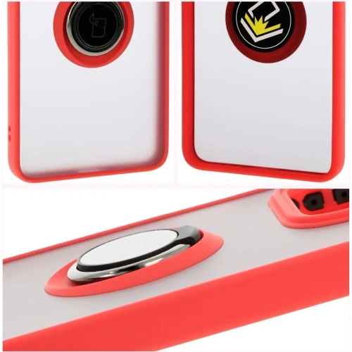 Kup Etui z uchwytem na palec Bizon Case Hybrid Ring do Xiaomi Redmi Note 14 5G przydymione z czerwoną ramką - BIZ8371 - {ean13} - Sklep Home Screen