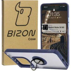 Kup Etui z uchwytem na palec Bizon Case Hybrid Ring do Xiaomi Redmi Note 14 5G przydymione z granatową ramką - BIZ8372 - {ean13} - Sklep Home Screen
