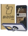 Etui z uchwytem na palec Bizon Case Hybrid Ring do Xiaomi Redmi Note 14 5G przydymione z granatową ramką