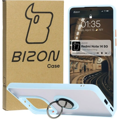 Kup Bizon Case Hybrid Ring Xiaomi Redmi Note 14 5G fumuriu cu un cadru de culoare albastră deschisă - BIZ8373 - {ean13} - Sklep Home Screen