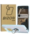 Etui z uchwytem na palec Bizon Case Hybrid Ring do Xiaomi Redmi Note 14 5G przydymione z jasnoniebieską ramką