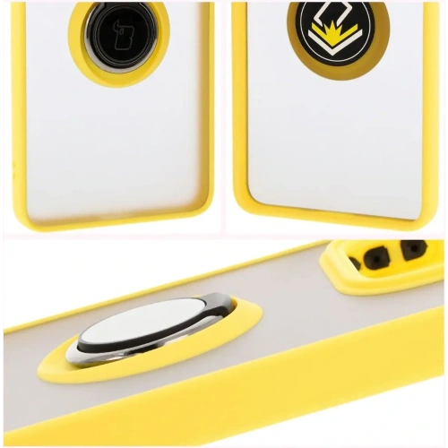 Kup Etui z uchwytem na palec Bizon Case Hybrid Ring do Xiaomi Redmi Note 14 5G przydymione z żółtą ramką - BIZ8374 - {ean13} - Sklep Home Screen