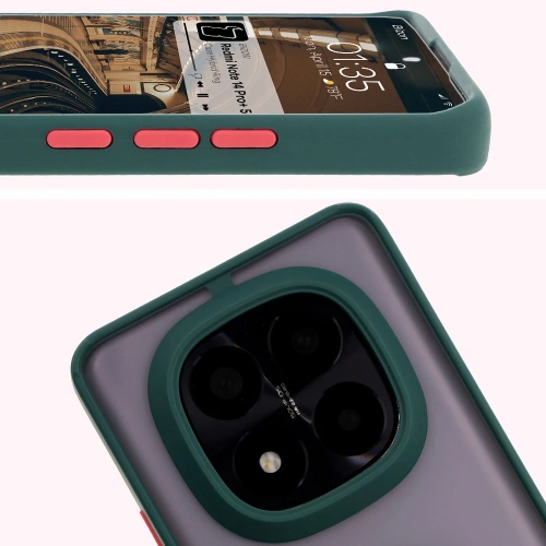 Buy Bizon Case Hybrid Ring Xiaomi Redmi Note 14 Pro Plus 5G smoky with a dark green frame - BIZ8375 - {ean13} - Home Screen Store Europe
