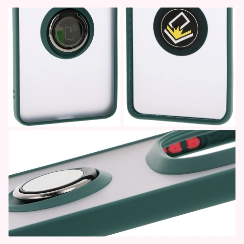 Buy Bizon Case Hybrid Ring Xiaomi Redmi Note 14 Pro Plus 5G smoky with a dark green frame - BIZ8375 - {ean13} - Home Screen Store Europe