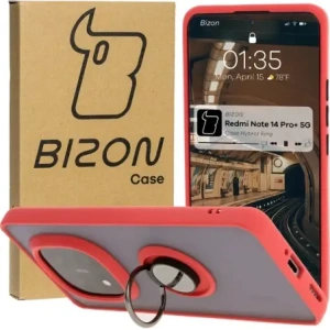 Kup Bizon Case Hybrid Ring Xiaomi Redmi Note 14 Pro Plus 5G fumuriu cu un cadru roșu - BIZ8377 - {ean13} - Sklep Home Screen