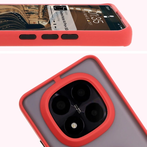 Buy Bizon Case Hybrid Ring Xiaomi Redmi Note 14 Pro Plus 5G smoky with a red frame - BIZ8377 - {ean13} - Home Screen Store Europe